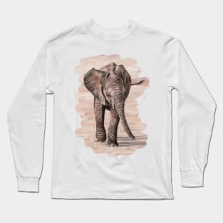 African Elephant Calf painting Long Sleeve T-Shirt